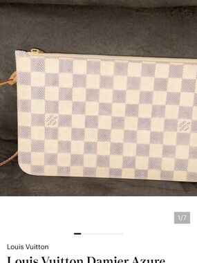 Louis Vuitton Damier Azur Canvas Clutch in White and Light Blue